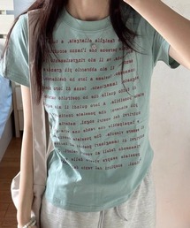 【 MEMECLE / メメクル 】クロップド コットンレタリング半袖Tシャツ