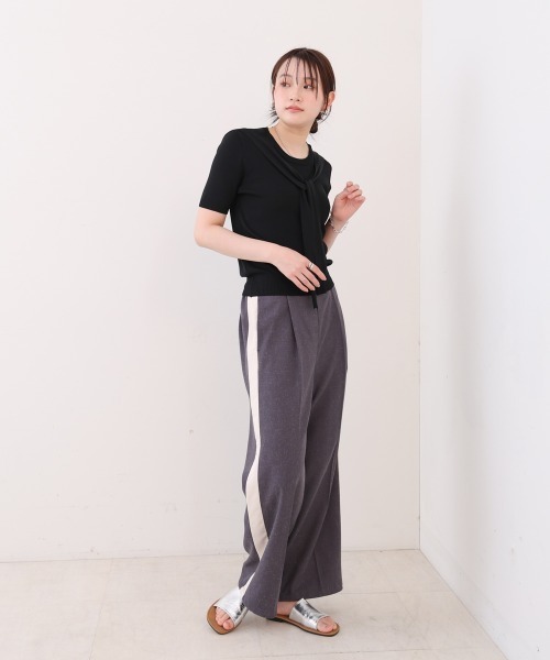 Bab(バブ)の「レイヤードデザインドッキング サマーニットトップス(ニット/セーター・レディース・アイボリー/ブラック/ピンク・M)」の14枚目の写真