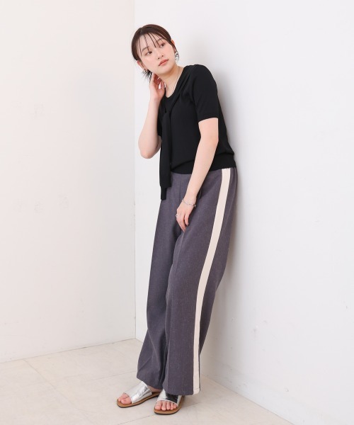 Bab(バブ)の「レイヤードデザインドッキング サマーニットトップス(ニット/セーター・レディース・アイボリー/ブラック/ピンク・M)」の11枚目の写真