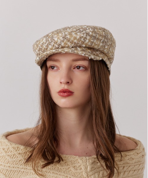Chapeau d' O（シャポードオー）の「Chapeau d' O  Fancy Tweed Hunting / シャポードオー（ハンチング/ベレー帽・レディース・ベージュ/グレー/ホワイト・M/57.5cm）」の20枚目の写真