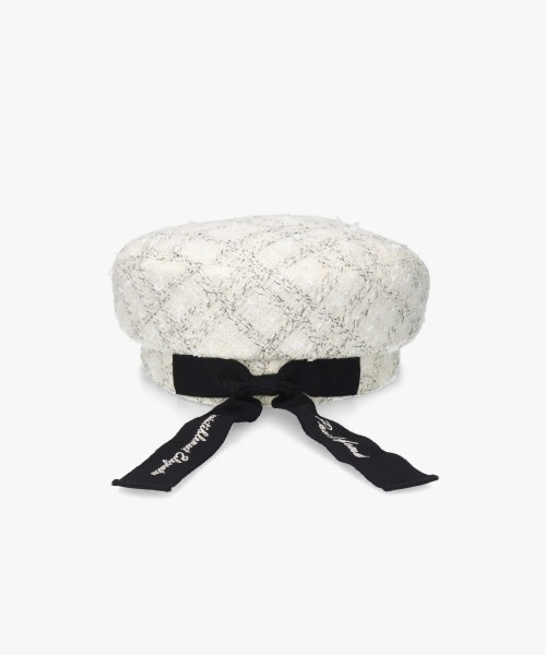 Chapeau d' O（シャポードオー）の「Chapeau d' O  Fancy Tweed Hunting / シャポードオー（ハンチング/ベレー帽・レディース・ベージュ/グレー/ホワイト・M/57.5cm）」の6枚目の写真
