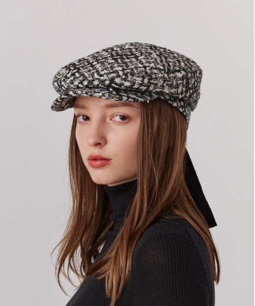 Chapeau d' O（シャポードオー）の「Chapeau d' O  Fancy Tweed Hunting / シャポードオー（ハンチング/ベレー帽・レディース・ベージュ/グレー/ホワイト・M/57.5cm）」の8枚目の写真