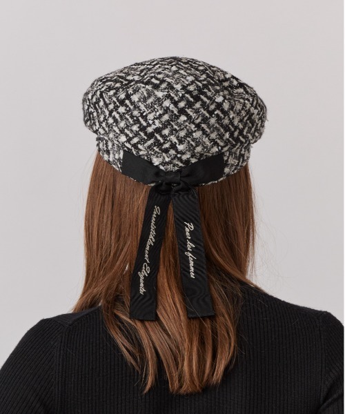 Chapeau d' O（シャポードオー）の「Chapeau d' O  Fancy Tweed Hunting / シャポードオー（ハンチング/ベレー帽・レディース・ベージュ/グレー/ホワイト・M/57.5cm）」の10枚目の写真