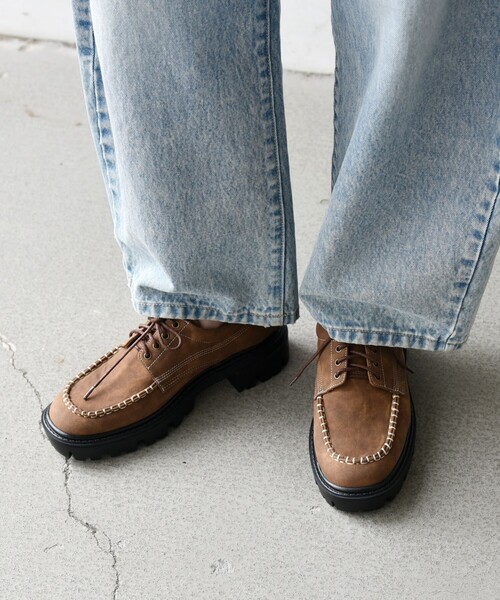 セール】【SHIPS any別注】eblouna: チャンキーソール デッキ シューズ