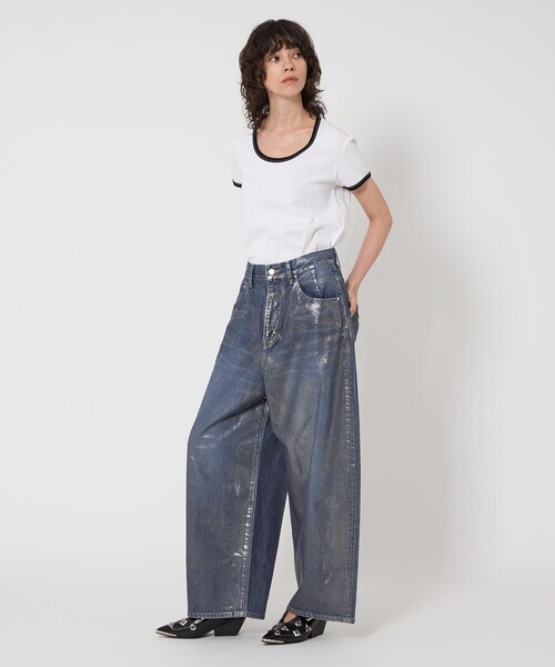 ASTRAET（アストラット）の「＜ASTRAET＞コーティング BIG バルーンデニムパンツ UNISEX（デニムパンツ・レディース・シルバー/ブラウン系・1/0/2/00）」の7枚目の写真