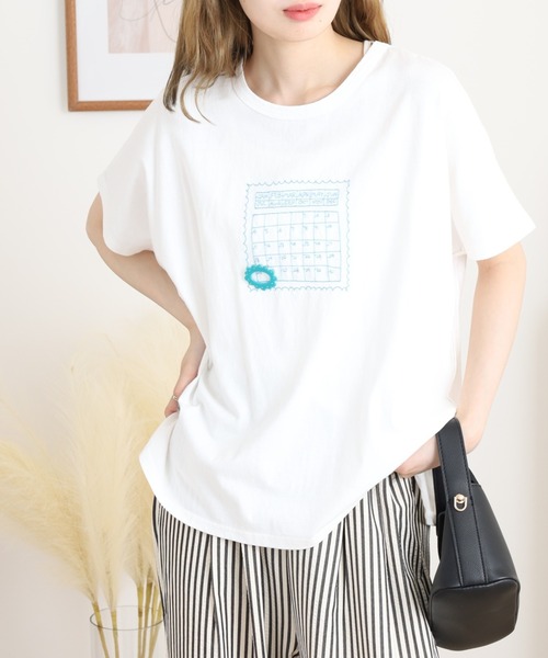 Emago(イマゴ)の「EMAGO カレンダー刺繍T(Tシャツ/カットソー・レディース・ライトグレー/ホワイト/ブラック・FREE)」の17枚目の写真