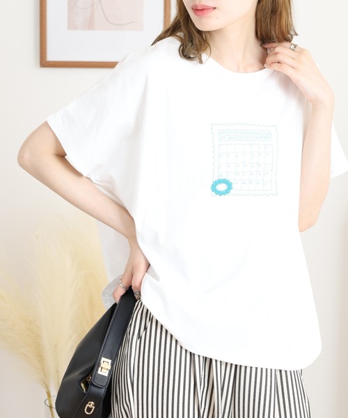 Emago(イマゴ)の「EMAGO カレンダー刺繍T(Tシャツ/カットソー・レディース・ライトグレー/ホワイト/ブラック・FREE)」の18枚目の写真