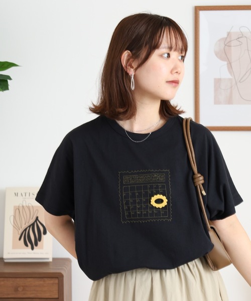 Emago(イマゴ)の「EMAGO カレンダー刺繍T(Tシャツ/カットソー・レディース・ライトグレー/ホワイト/ブラック・FREE)」の21枚目の写真