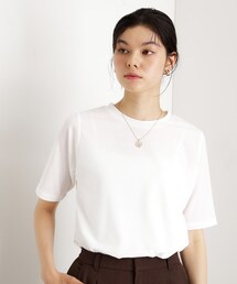 THE SHOP TK  | 5分袖シアーTシャツ【二の腕カバー/洗濯機OK】(Tシャツ/カットソー)