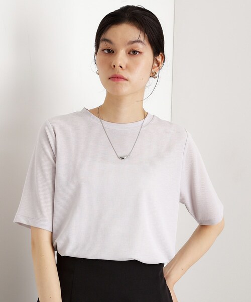 THE SHOP TK (ザ ショップ ティーケー )の「5分袖シアーTシャツ【二の腕カバー/洗濯機OK】(Tシャツ/カットソー・レディース・オフホワイト/ブラック/ライトグレー/ボルドー・12/13)」の3枚目の写真