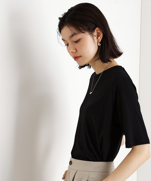 THE SHOP TK (ザ ショップ ティーケー )の「5分袖シアーTシャツ【二の腕カバー/洗濯機OK】(Tシャツ/カットソー・レディース・オフホワイト/ブラック/ライトグレー/ボルドー・12/13)」の13枚目の写真