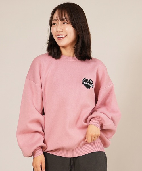 THRASHER(スラッシャー)の「THRASHER/スラッシャー セーター 254TH2KN053(ニット/セーター・レディース・アイボリー/ブラック/ピンク・FREE)」の3枚目の写真