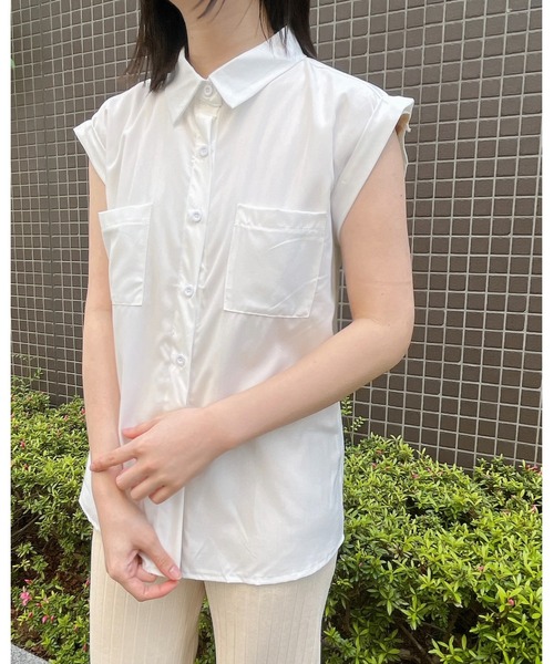 ＆soiree（アンドソワレ）の「【&soiree】ノースリーブシンプルシャツ（シャツ/ブラウス・レディース・ホワイト/ブラック・FREE）」の8枚目の写真