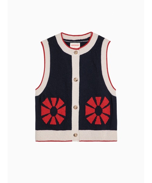 BOBO CHOSES(ボボショーズ)の「Flower knitted vest(ニット/セーター・レディース・ネイビー・XS/S/M/L/XL)」の2枚目の写真