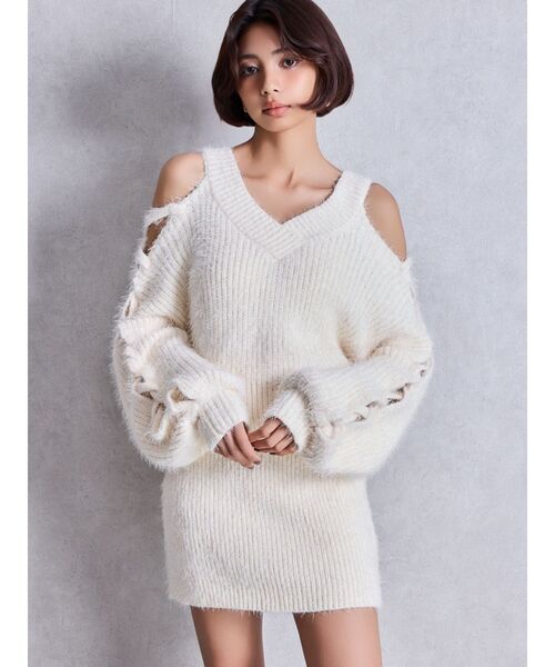 GYDA（ジェイダ）の「シャギーニットタイトミニスカートライクショートパンツ（スカート・レディース・チャコールグレー/アイボリー/ブラウン・FREE）」の5枚目の写真