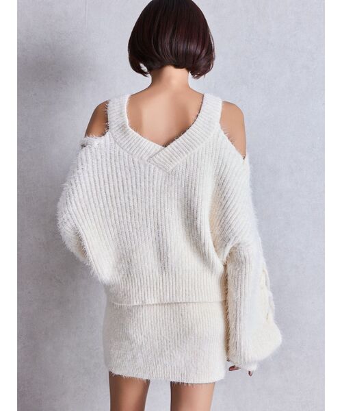 GYDA（ジェイダ）の「シャギーニットタイトミニスカートライクショートパンツ（スカート・レディース・チャコールグレー/アイボリー/ブラウン・FREE）」の6枚目の写真