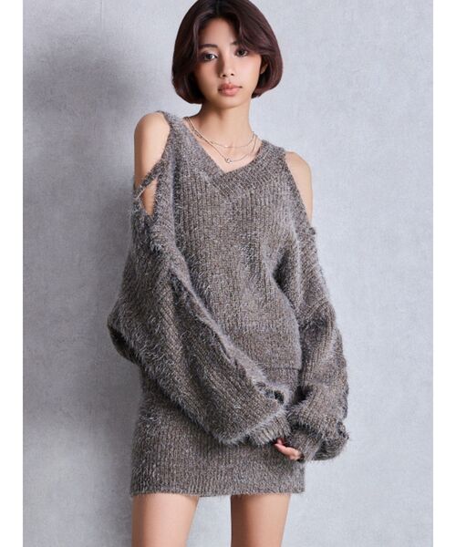 GYDA（ジェイダ）の「シャギーニットタイトミニスカートライクショートパンツ（スカート・レディース・チャコールグレー/アイボリー/ブラウン・FREE）」の9枚目の写真