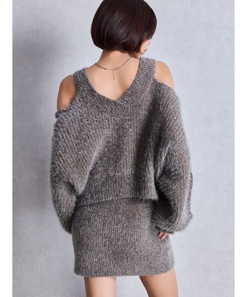 GYDA（ジェイダ）の「シャギーニットタイトミニスカートライクショートパンツ（スカート・レディース・チャコールグレー/アイボリー/ブラウン・FREE）」の10枚目の写真