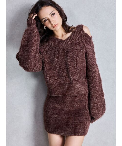 GYDA（ジェイダ）の「シャギーニットタイトミニスカートライクショートパンツ（スカート・レディース・チャコールグレー/アイボリー/ブラウン・FREE）」の13枚目の写真