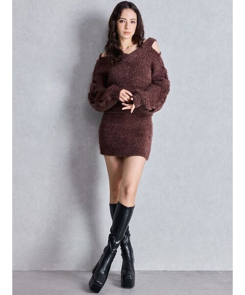 GYDA（ジェイダ）の「シャギーニットタイトミニスカートライクショートパンツ（スカート・レディース・チャコールグレー/アイボリー/ブラウン・FREE）」の15枚目の写真