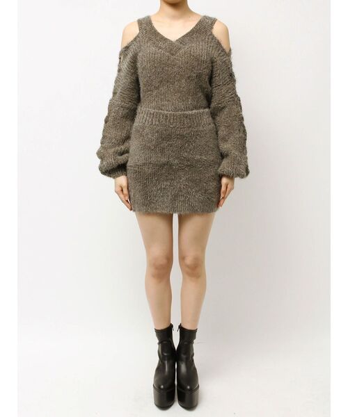 GYDA（ジェイダ）の「シャギーニットタイトミニスカートライクショートパンツ（スカート・レディース・チャコールグレー/アイボリー/ブラウン・FREE）」の11枚目の写真