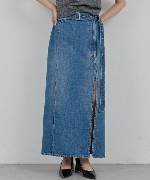 GALLARDAGALANTE（ガリャルダガランテ）の「【PEAS】スリットデニムスカート（スカート・レディース・ブルー・0/1）」の2枚目の写真