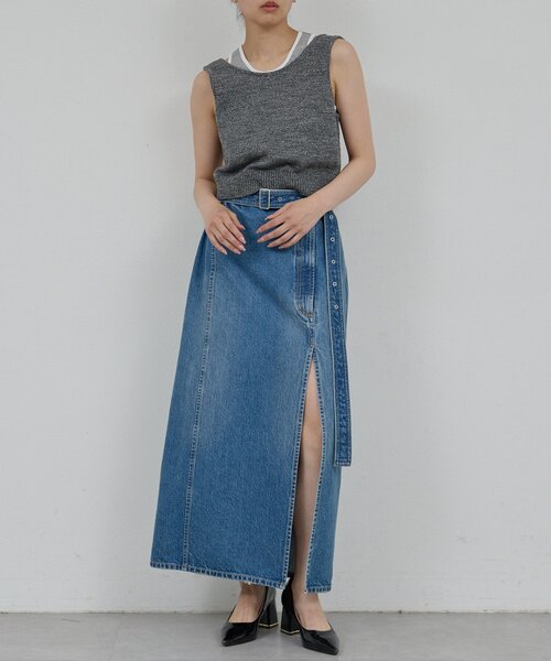 GALLARDAGALANTE（ガリャルダガランテ）の「【PEAS】スリットデニムスカート（スカート・レディース・ブルー・0/1）」の6枚目の写真