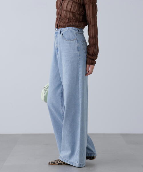 FREE'S MART（フリーズマート）の「【4サイズ展開XS-L】甘織ワイドデニムパンツ【低身長サイズ有】（デニムパンツ・レディース・ブルー・SMALL/MEDIUM/X-SMALL/LARGE）」の4枚目の写真