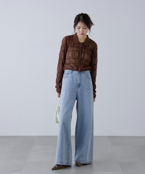 FREE'S MART（フリーズマート）の「【4サイズ展開XS-L】甘織ワイドデニムパンツ【低身長サイズ有】（デニムパンツ・レディース・ブルー・SMALL/MEDIUM/X-SMALL/LARGE）」の6枚目の写真