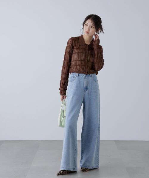 FREE'S MART（フリーズマート）の「【4サイズ展開XS-L】甘織ワイドデニムパンツ【低身長サイズ有】（デニムパンツ・レディース・ブルー・SMALL/MEDIUM/X-SMALL/LARGE）」の7枚目の写真