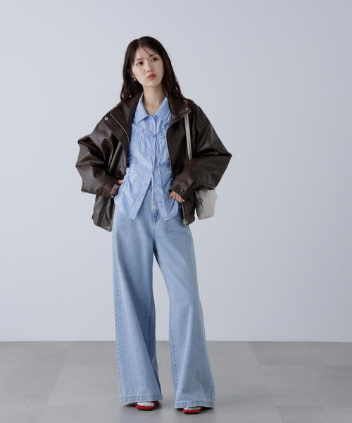 FREE'S MART（フリーズマート）の「【4サイズ展開XS-L】甘織ワイドデニムパンツ【低身長サイズ有】（デニムパンツ・レディース・ブルー・SMALL/MEDIUM/X-SMALL/LARGE）」の9枚目の写真