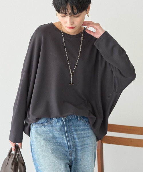 AMERICAN HOLIC(アメリカンホリック)の「コクーンポンチプルオーバー(Tシャツ/カットソー・レディース・ネイビー/ブラック/グレイッシュベージュ/オフホワイト/チャコールグレー/ダークグリーン・M/L)」の9枚目の写真