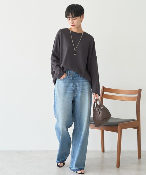 AMERICAN HOLIC(アメリカンホリック)の「コクーンポンチプルオーバー(Tシャツ/カットソー・レディース・ネイビー/ブラック/グレイッシュベージュ/オフホワイト/チャコールグレー/ダークグリーン・M/L)」の14枚目の写真