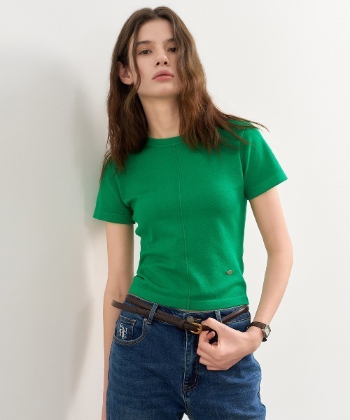 GENERAL IDEA（ジェネラルアイデア）の「GENERAL IDEA/ジェネラルアイディア pintuck crew neck half knit Tシャツ（Tシャツ/カットソー・レディース・グレー/ホワイト/グリーン・S/L/M）」の3枚目の写真