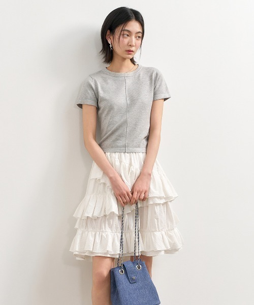 GENERAL IDEA（ジェネラルアイデア）の「GENERAL IDEA/ジェネラルアイディア pintuck crew neck half knit Tシャツ（Tシャツ/カットソー・レディース・グレー/ホワイト/グリーン・S/L/M）」の15枚目の写真