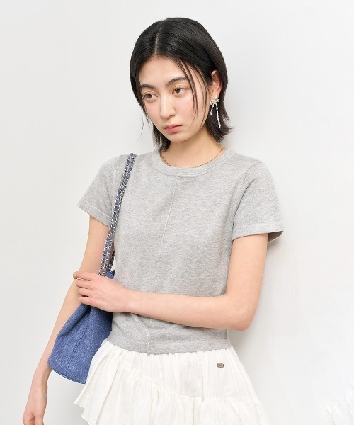 GENERAL IDEA（ジェネラルアイデア）の「GENERAL IDEA/ジェネラルアイディア pintuck crew neck half knit Tシャツ（Tシャツ/カットソー・レディース・グレー/ホワイト/グリーン・S/L/M）」の14枚目の写真