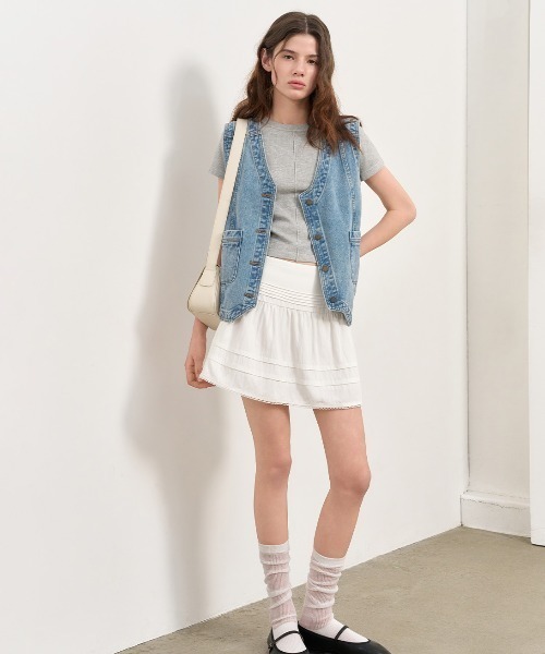 GENERAL IDEA（ジェネラルアイデア）の「GENERAL IDEA/ジェネラルアイディア pintuck crew neck half knit Tシャツ（Tシャツ/カットソー・レディース・グレー/ホワイト/グリーン・S/L/M）」の17枚目の写真