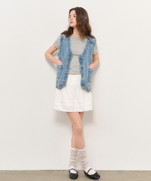 GENERAL IDEA（ジェネラルアイデア）の「GENERAL IDEA/ジェネラルアイディア pintuck crew neck half knit Tシャツ（Tシャツ/カットソー・レディース・グレー/ホワイト/グリーン・S/L/M）」の18枚目の写真