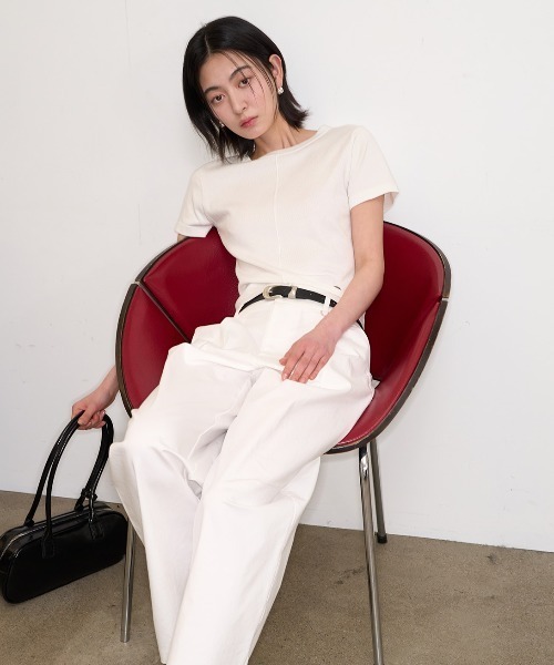 GENERAL IDEA（ジェネラルアイデア）の「GENERAL IDEA/ジェネラルアイディア pintuck crew neck half knit Tシャツ（Tシャツ/カットソー・レディース・グレー/ホワイト/グリーン・S/L/M）」の5枚目の写真