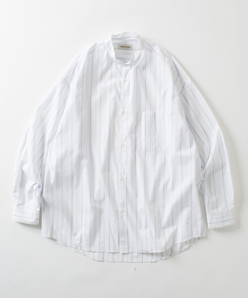 FREAK'S STORE（フリークスストア）の「限定展開 Relax Fit リラックスフィット バンドカラー シャツ（シャツ/ブラウス・メンズ・ベージュ/ブルー系その他/ホワイト/ライトグレー/ホワイト系その他/サックスブルー/ブラック/オリーブ/チャコールグレー・SMALL/MEDIUM/LARGE）」の2枚目の写真