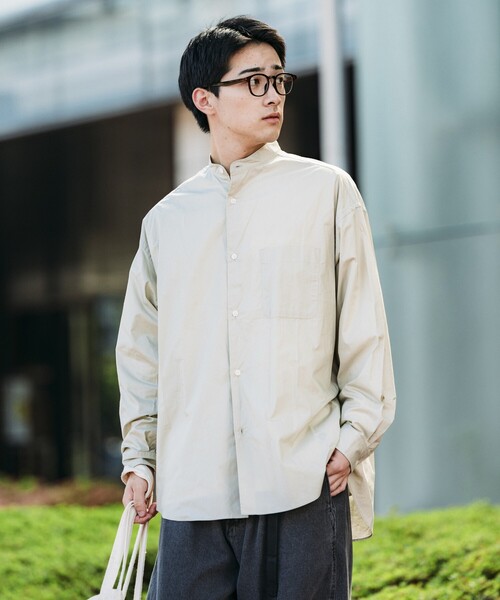 FREAK'S STORE（フリークスストア）の「限定展開 Relax Fit リラックスフィット バンドカラー シャツ（シャツ/ブラウス・メンズ・ベージュ/ブルー系その他/ホワイト/ライトグレー/ホワイト系その他/サックスブルー/ブラック/オリーブ/チャコールグレー・SMALL/MEDIUM/LARGE）」の15枚目の写真