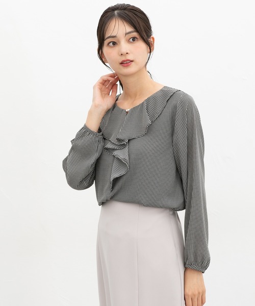 Honeys(ハニーズ)の「ラッフルフリルブラウス(シャツ/ブラウス・レディース・アイボリー/グレイッシュベージュ/ブラック系その他/グレイッシュブルー/ネイビー・S/M/3L/LL/L)」の16枚目の写真