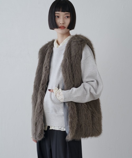 Lui's（ルイス）の「ファーベスト（その他アウター・レディース・ブラック/オフホワイト/モカ・FREE）」の3枚目の写真