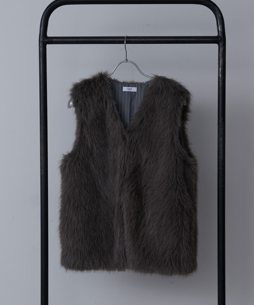 Lui's（ルイス）の「ファーベスト（その他アウター・レディース・ブラック/オフホワイト/モカ・FREE）」の9枚目の写真