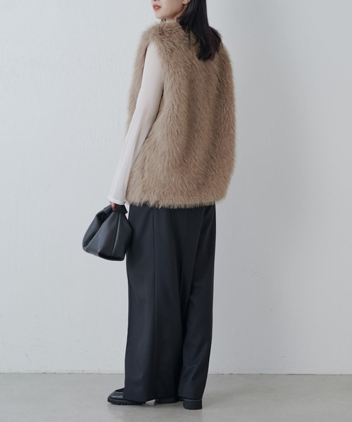 極美品】Lui's FEMME ラビットファーニットベスト ジレ ブラウン