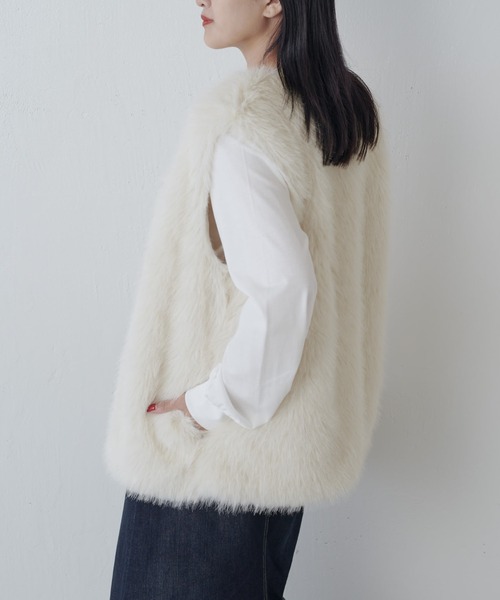 Lui's（ルイス）の「ファーベスト（その他アウター・レディース・ブラック/オフホワイト/モカ・FREE）」の19枚目の写真