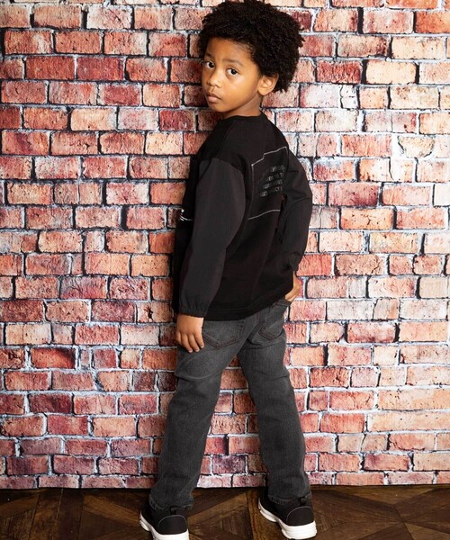 WASK（ワスク）の「ナイロン袖ビッグTシャツ(100~160cm)（Tシャツ/カットソー・キッズ・ブルー/ブラック・120cm/130cm/160cm/150cm/140cm）」の5枚目の写真