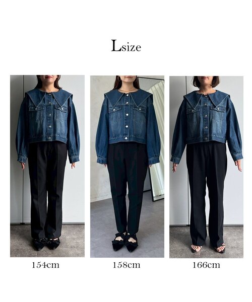 prose verse（プロズヴェール）の「ビッグ襟ショートデニムジャケット（デニムジャケット・レディース・ブルー・LARGE/MEDIUM）」の3枚目の写真