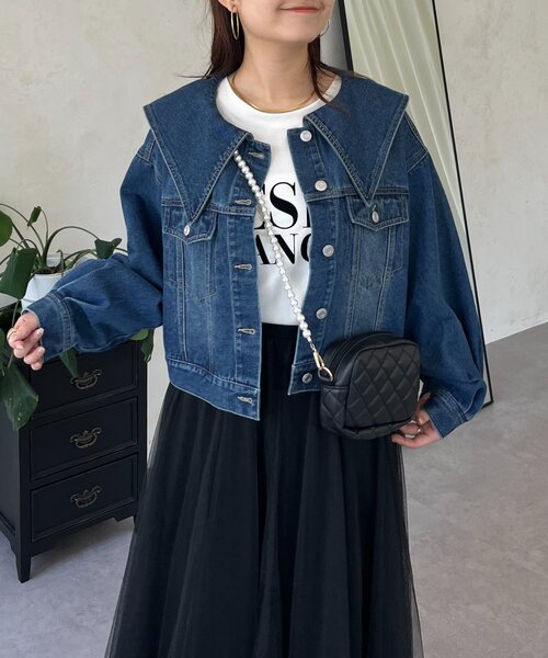prose verse（プロズヴェール）の「ビッグ襟ショートデニムジャケット（デニムジャケット・レディース・ブルー・LARGE/MEDIUM）」の4枚目の写真