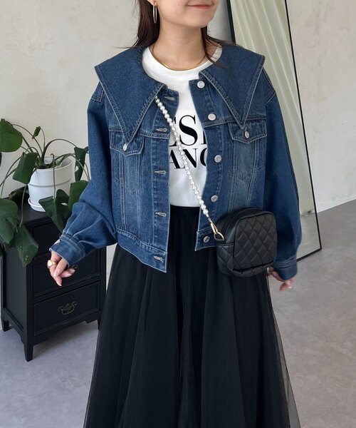prose verse（プロズヴェール）の「ビッグ襟ショートデニムジャケット（デニムジャケット・レディース・ブルー・LARGE/MEDIUM）」の5枚目の写真